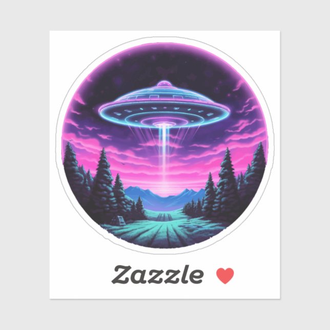 Pegatina Alien Spaceship Retro Futurista (Hoja)