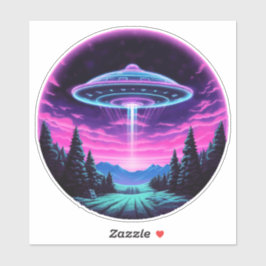 Pegatina Alien Spaceship Retro Futurista