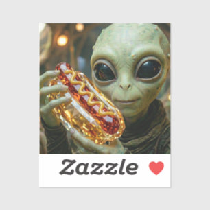 Pegatina Alienígena Extraterrestre con Hotdog Cristalino