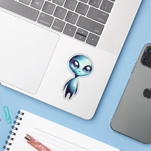 Pegatina Alienígena Kawaii Azul