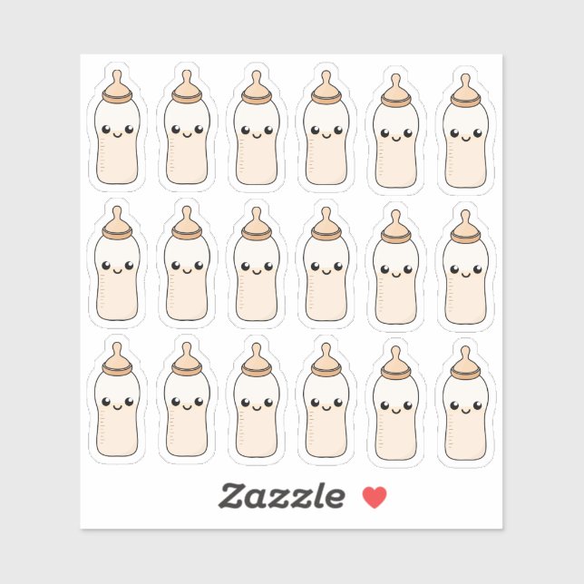 Pegatina Alimentación Leche Bebé Botella Baby Shower Decora (Hoja)