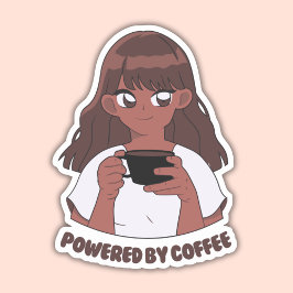 Pegatina Alimentado Por El Café, Alimentado Por El Café