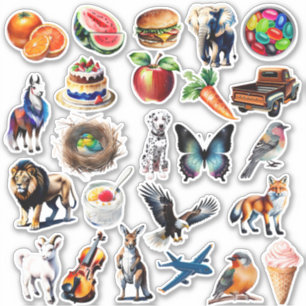 Pegatina Alimentos De Animales Y Vinilo De Acuarela De Obje