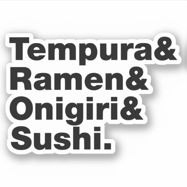 Pegatina Alimentos japoneses Tempura y Ramen y Onigiri y Su (Anverso)