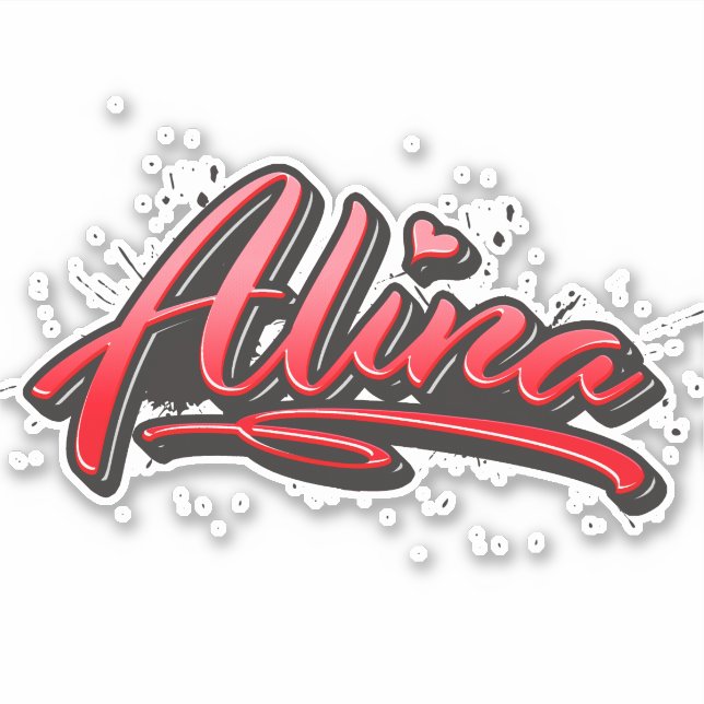 Pegatina Alina red Heart Graffiti Aufkleber Sticker (Anverso)