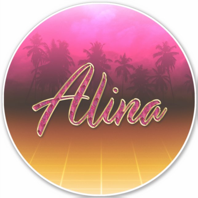Pegatina Alina Vorname Name golden pink Aufkleber Sticker (Anverso)