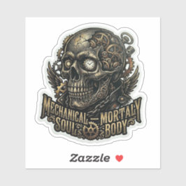 Pegatina Alma Mecánica Cuerpo Mortal Motociclista Steampunk