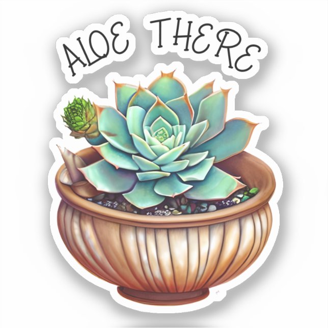 Pegatina ¡Aloe! Cute Aloe Vera Pun (Anverso)