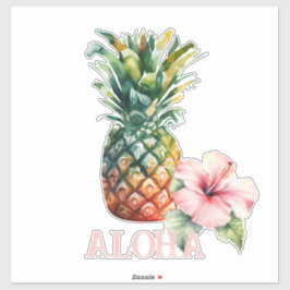 Pegatina Aloha Hibiscus Flower Pineapple