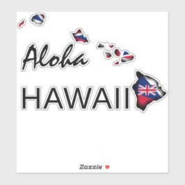 Pegatina ALOHA - ISLAS HAWAII Bandera HI BLK