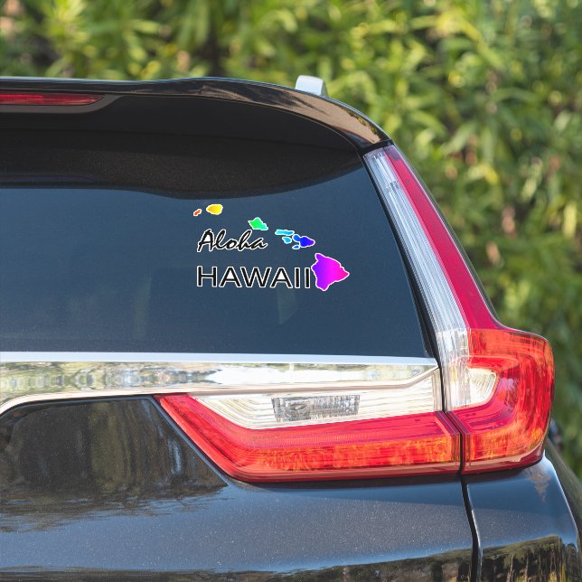 PEGATINA ALOHA - ISLAS HAWAII RAINBOW (Lado del coche)