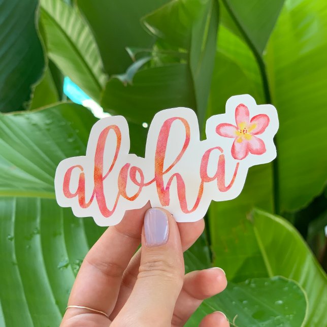 Pegatina Aloha Quote Hawaii Watercolor Tropical (Subido por el creador)
