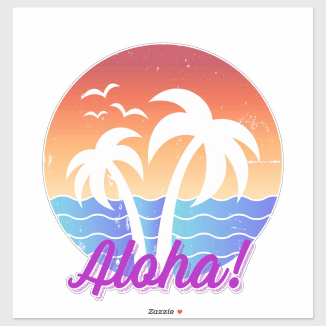 Pegatina Aloha - Sunset tropical hawaiano (Hoja)
