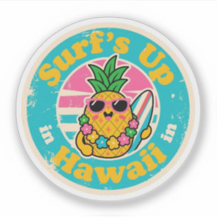 Pegatina Aloha Vibes_ Pineapple Surfer Vintage Hawai Art