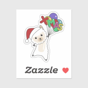 Pegatina Alpaca Merry Christmas Winter Animals Alpacas Stic