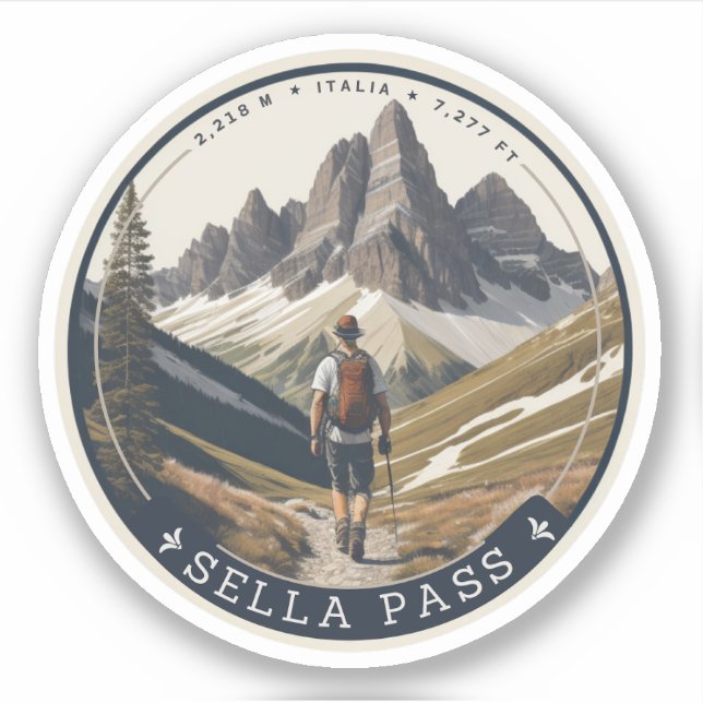Pegatina Alpes italianos en el sur del paso de Sella (Anverso)
