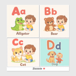 Pegatina Alphabet Animals Sticker Sheet A–D