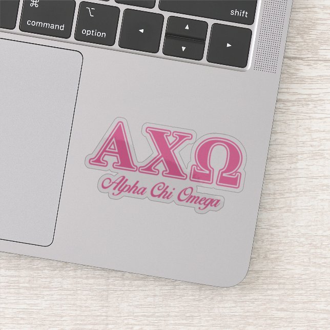 Pegatina Alphi Chi Omega Letras Rosas (Detalle)