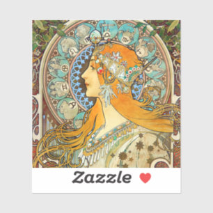 Pegatina Alphonse Mucha Art Nouveau Zodiac