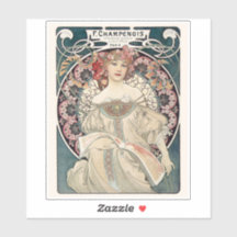Pegatina Alphonse Mucha | Calcomanía de vinilo Art