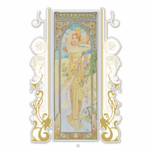 Pegatina Alphonse Mucha de Art Nouveau - El brillo del día