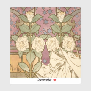 Pegatina Alphonse Mucha Estrellas Elegantes de Art Nouveau 