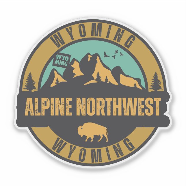 Pegatina Alpine Noroeste, Wyoming (Anverso)