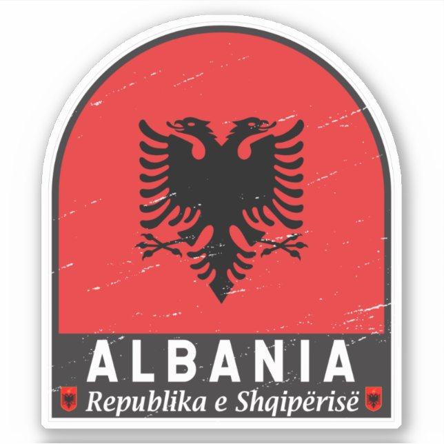 Pegatina Alteración de emblema de la bandera de Albania (Anverso)