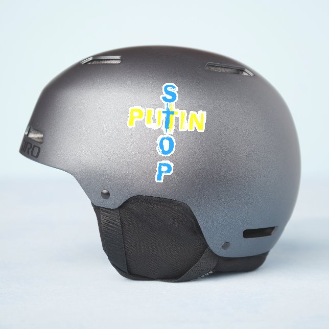 Pegatina Alto a Putin - Sin guerra - Paz - Libertad para Uc (Lado del casco)