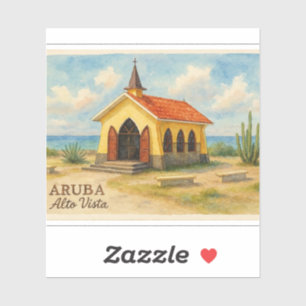 Pegatina Alto Vista Aruba acuarela