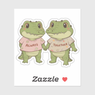 Pegatina Always Together: Cute Crocodile Couple