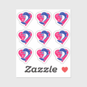 Pegatina Ama corazón de delfín
