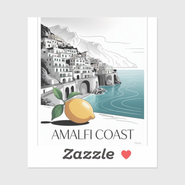 Pegatina Amalfi Coast Minimalist Line Art (Hoja)