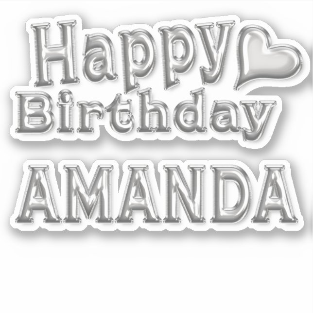 Pegatina Amanda Happy Birthday silver Aufkleber Sticker (Anverso)