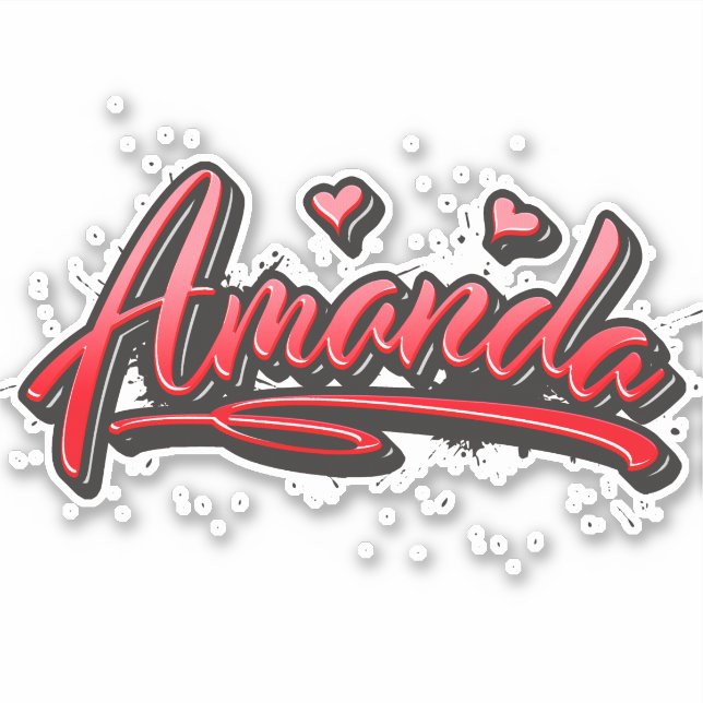 Pegatina Amanda red Heart Graffiti Aufkleber Sticker (Anverso)