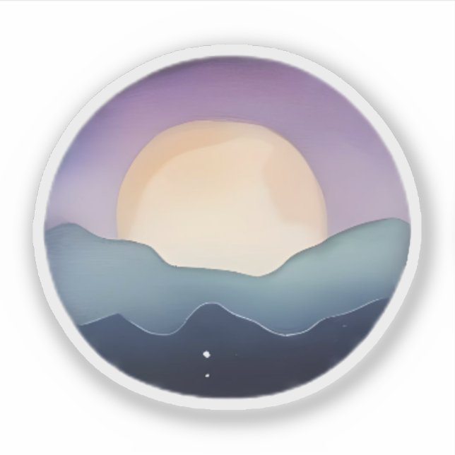 Pegatina Amanecer celeste sobre olas (Anverso)