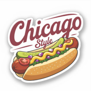 Pegatina Amante de la Comida Clásica de Chicago Hot Dog