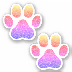 Pegatina Amante de mascotas con huellas de patas de purpuri