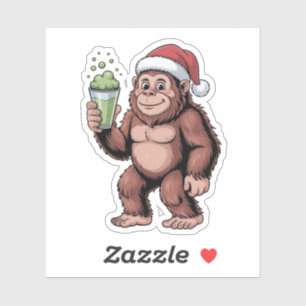 Pegatina Amante de Matcha de Bigfoot Navidad Sasquatch 