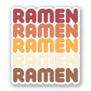 Pegatina Amante de Ramen Groovy Gradiente Cálido Comida Ret