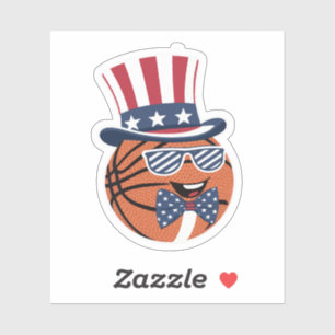 Pegatina Amante del Baloncesto Bandera de EE. UU. Baloncest