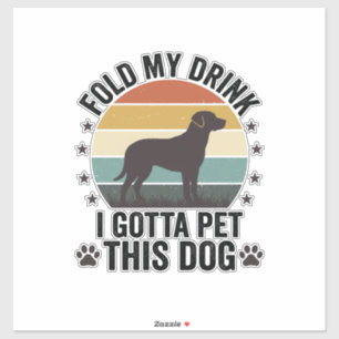 Pegatina Amante Divertido de Perros Vintage Dobla Mi Bebida