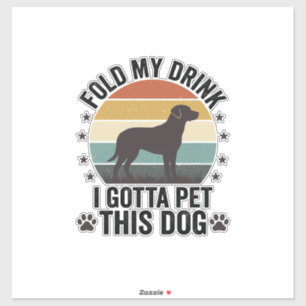 Pegatina Amante Divertido de Perros Vintage Dobla Mi Bebida