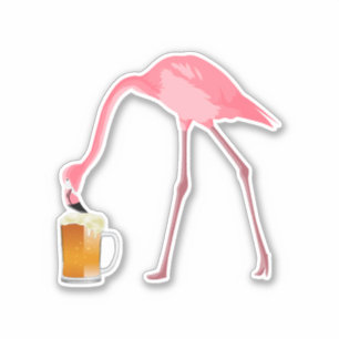 Pegatina Amante rosado de la cerveza del flamenco