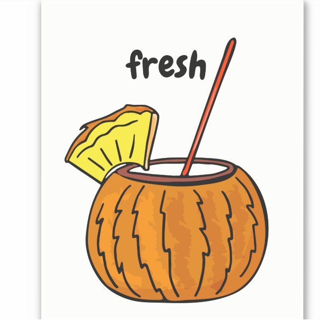 Pegatina Amantes de Cocktail de Vidrio Fresco (Anverso)