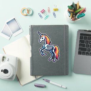 Pegatina Amantes del Unicornio Esqueleto Divertido Disfraz 