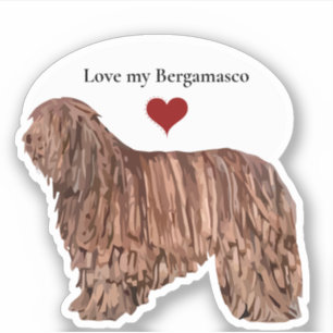 Pegatina Amar a una raza de perro de Bergamasco
