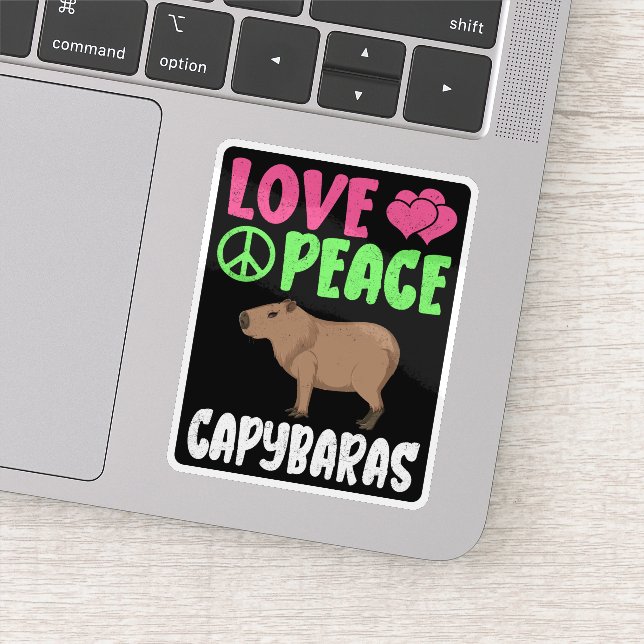 Pegatina Amar la paz Capybaras Cute animales Capybara Lover (Detalle)