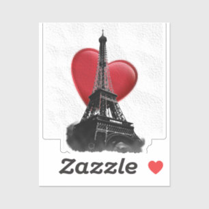 Pegatina Amar la Torre Eiffel del Corazón Rojo de París