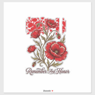 Pegatina Amaranto Rojo Recordar Y Honrar Camiseta Memorial